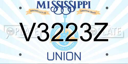 V3223Z Mississippi License Plate