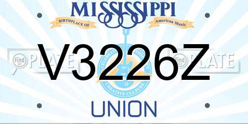 V3226Z Mississippi License Plate