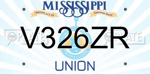 V326ZR Mississippi License Plate