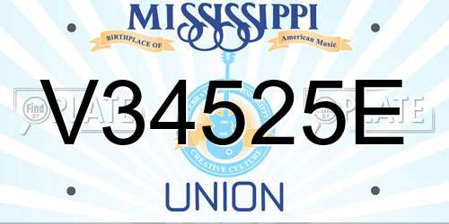 V34525E Mississippi License Plate