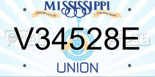 V34528E Mississippi License Plate