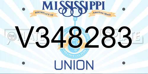 V348283 Mississippi License Plate
