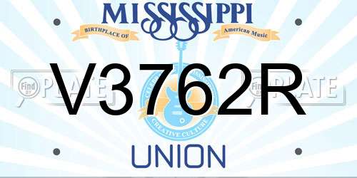 V3762R Mississippi License Plate