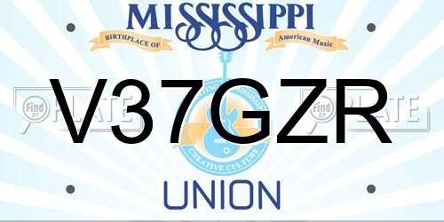 V37GZR Mississippi License Plate