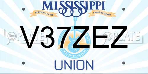 V37ZEZ Mississippi License Plate