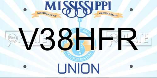 V38HFR Mississippi License Plate