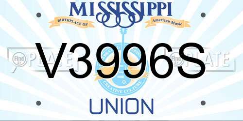 V3996S Mississippi License Plate