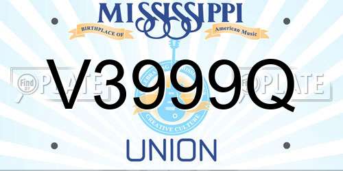 V3999Q Mississippi License Plate