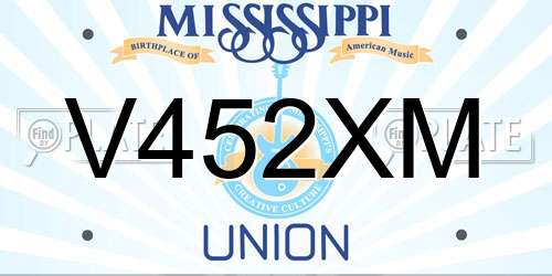 V452XM Mississippi License Plate