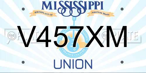 V457XM Mississippi License Plate