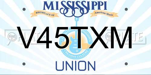 V45TXM Mississippi License Plate