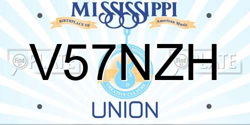 V57NZH Mississippi License Plate