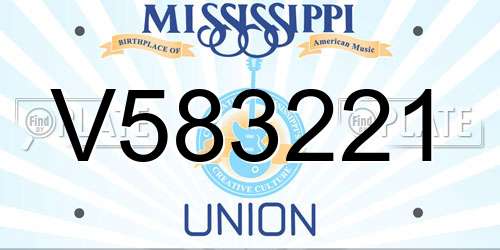 V583221 Mississippi License Plate