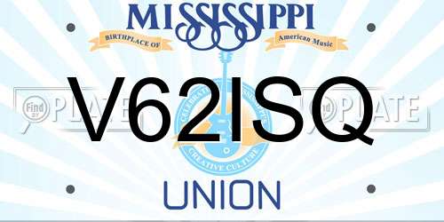 V62ISQ Mississippi License Plate