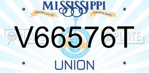 V66576T Mississippi License Plate