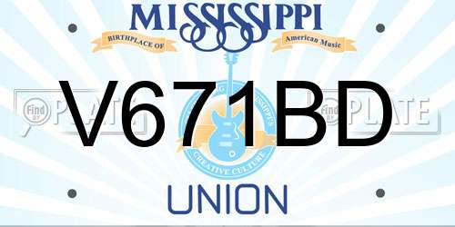 V671BD Mississippi License Plate