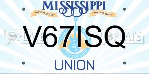 V67ISQ Mississippi License Plate