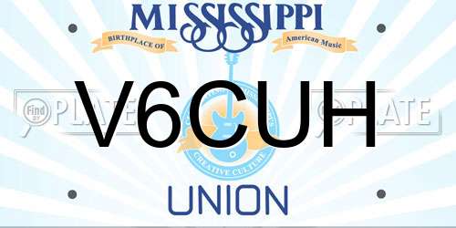V6CUH Mississippi License Plate