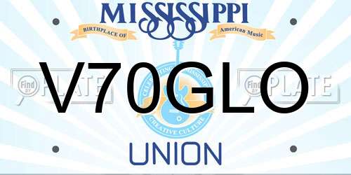 V70GLO Mississippi License Plate