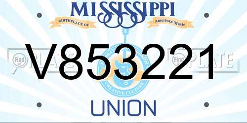 V853221 Mississippi License Plate