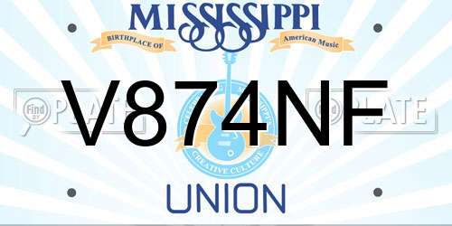 V874NF Mississippi License Plate