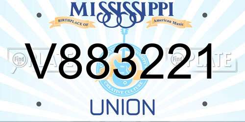 V883221 Mississippi License Plate