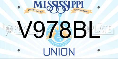 V978BL Mississippi License Plate