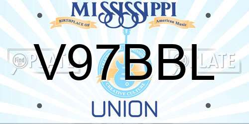 V97BBL Mississippi License Plate