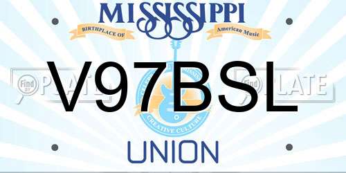 V97BSL Mississippi License Plate
