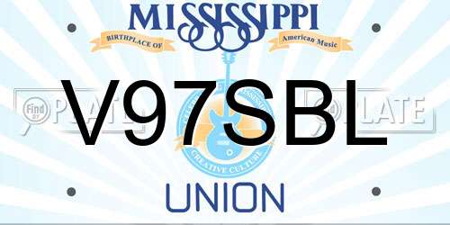 V97SBL Mississippi License Plate