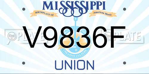 V9836F Mississippi License Plate
