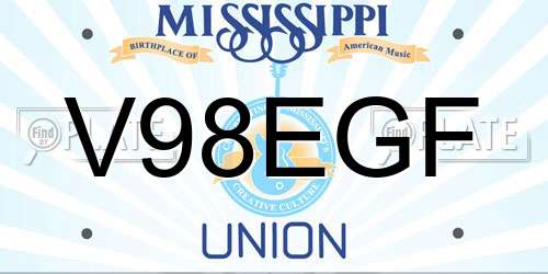 V98EGF Mississippi License Plate