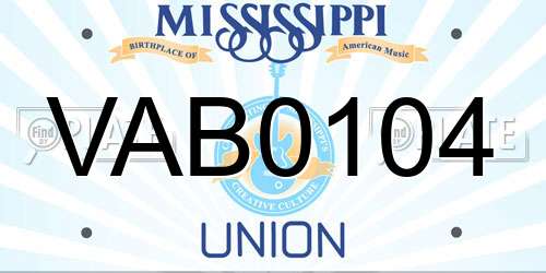 VAB0104 Mississippi License Plate