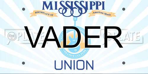 VADER Mississippi License Plate