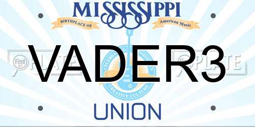 VADER3 Mississippi License Plate