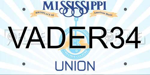 VADER34 Mississippi License Plate