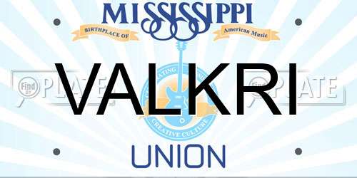 VALKRI Mississippi License Plate
