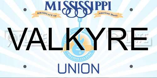 VALKYRE Mississippi License Plate