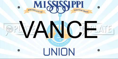 VANCE Mississippi License Plate