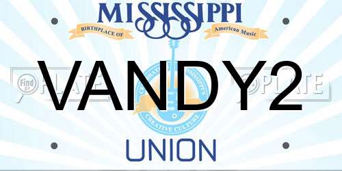 VANDY2 Mississippi License Plate