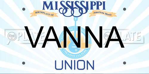 VANNA Mississippi License Plate