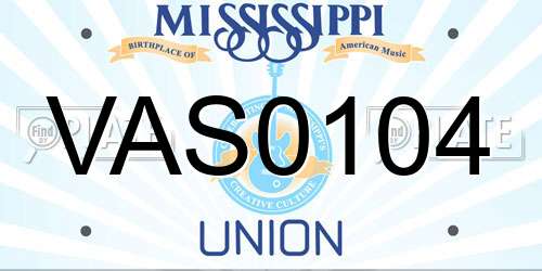 VAS0104 Mississippi License Plate