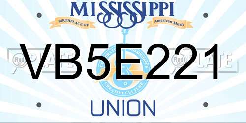 VB5E221 Mississippi License Plate