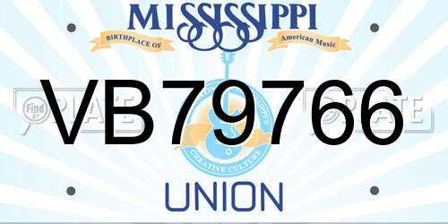 VB79766 Mississippi License Plate