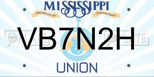 VB7N2H Mississippi License Plate