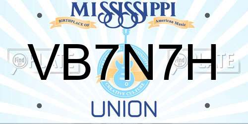 VB7N7H Mississippi License Plate