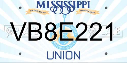 VB8E221 Mississippi License Plate