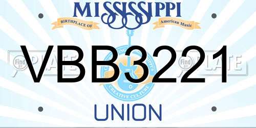 VBB3221 Mississippi License Plate