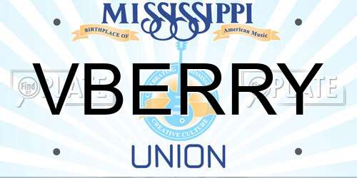 VBERRY Mississippi License Plate