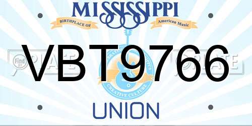 VBT9766 Mississippi License Plate